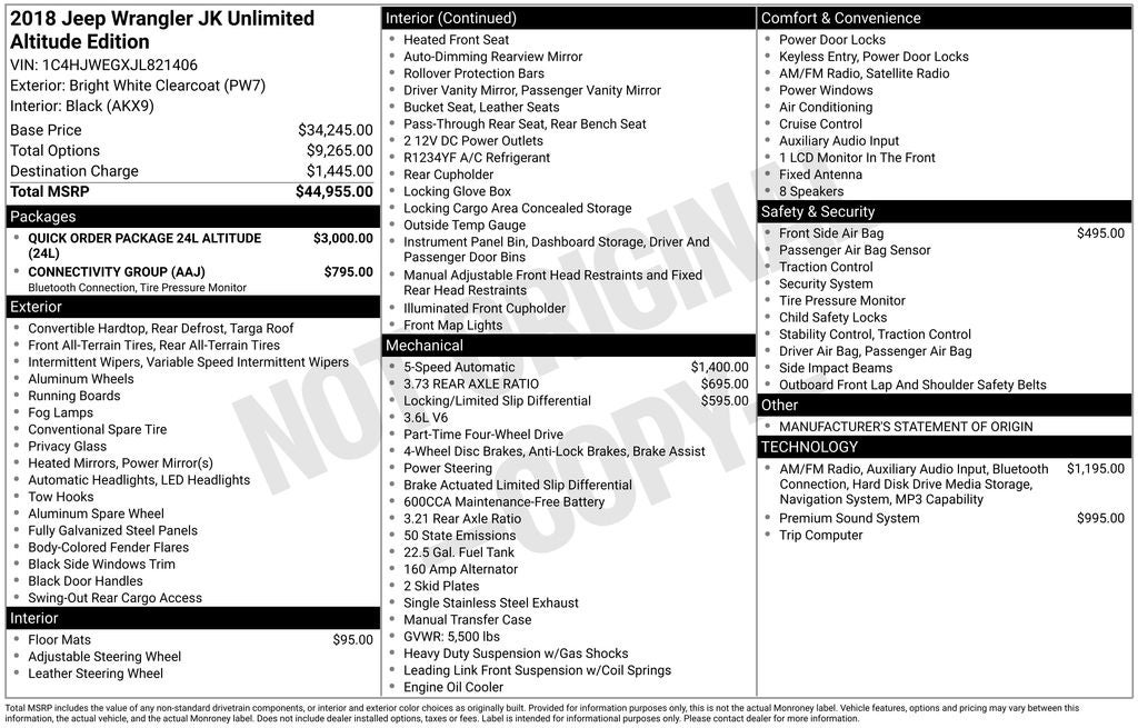 2018 Jeep Wrangler JK Unlimited Altitude