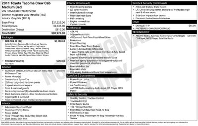 2011 Toyota Tacoma Base V6