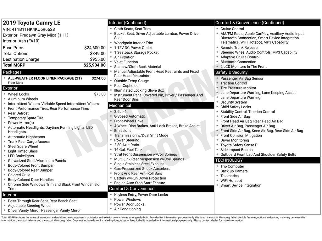 2019 Toyota Camry LE
