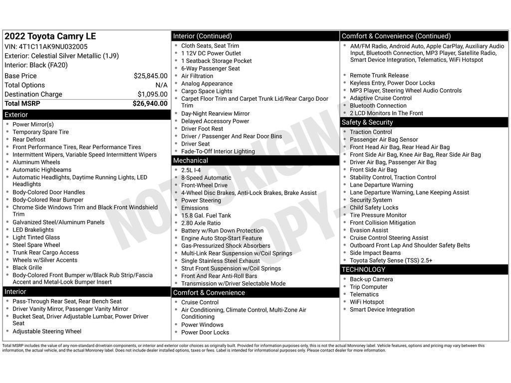 2022 Toyota Camry LE