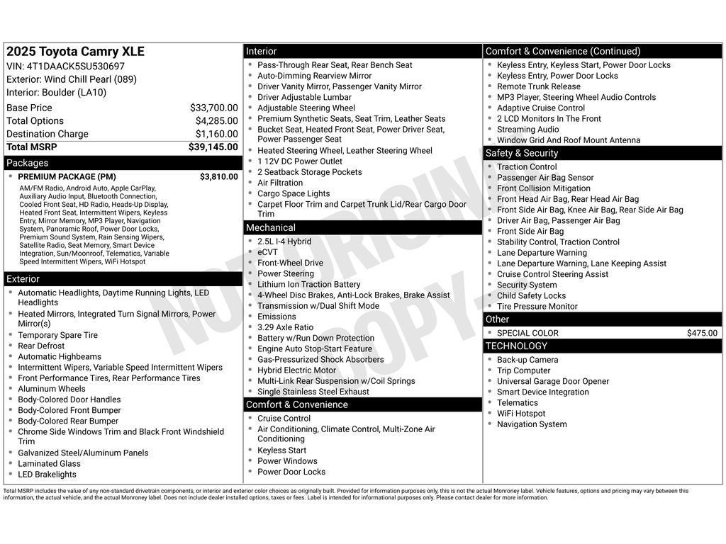 2025 Toyota Camry Hybrid XLE