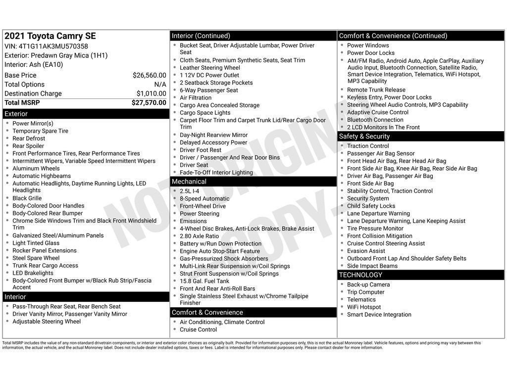 2021 Toyota Camry SE