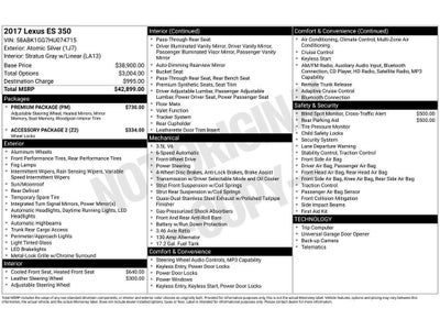 2017 Lexus ES 350 Base
