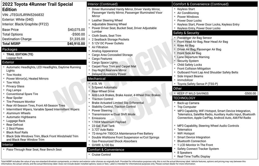 2022 Toyota 4Runner Trail