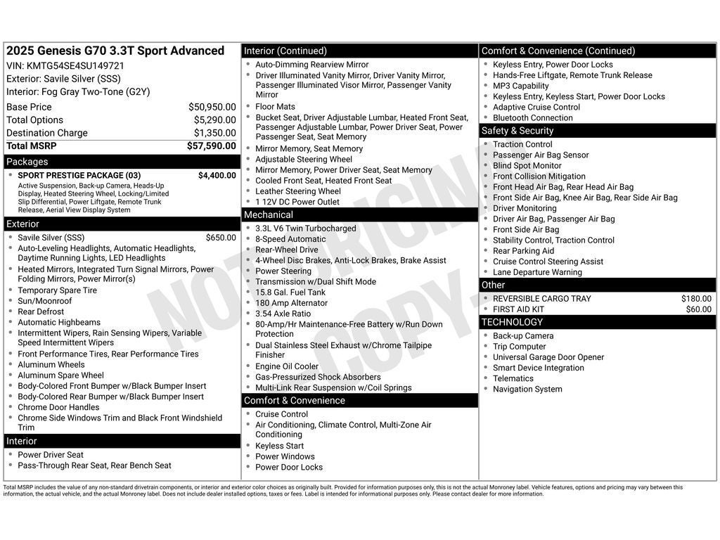 2025 Genesis G70 3.3T Sport Advanced