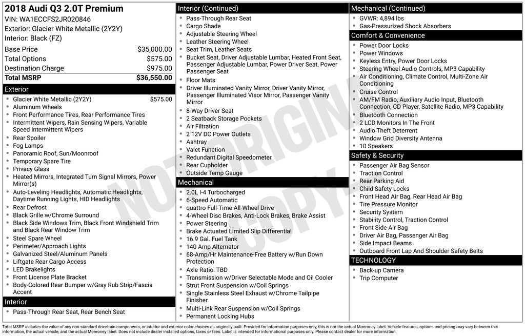 2018 Audi Q3 2.0T Premium quattro