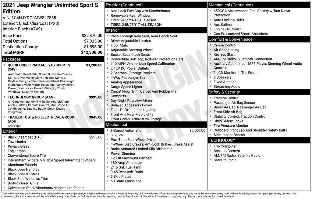 2021 Jeep Wrangler Unlimited Sport S