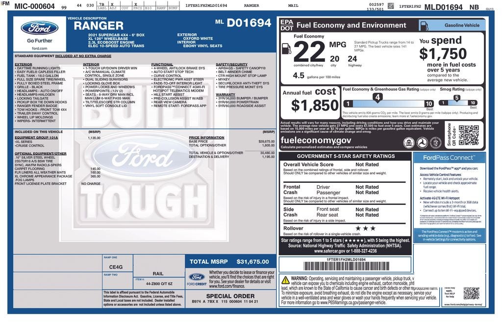 2021 Ford Ranger XL