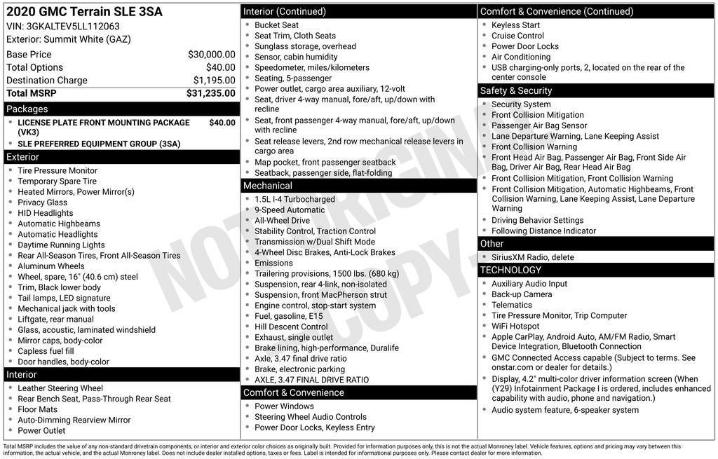 2020 GMC Terrain SLE