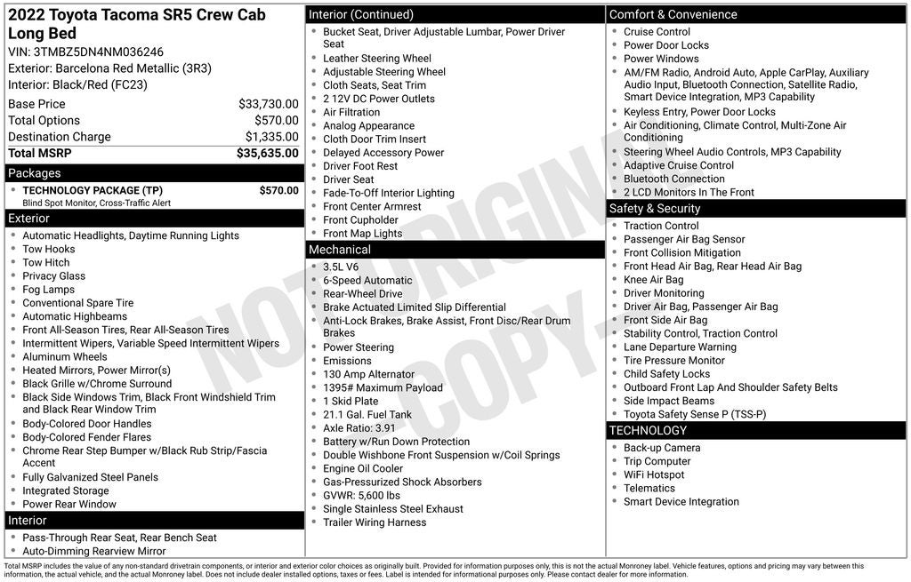 2022 Toyota Tacoma SR5 V6