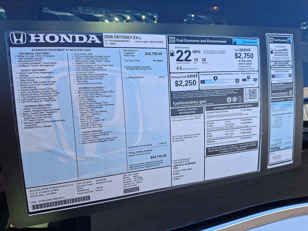 2026 Honda Odyssey EX-L