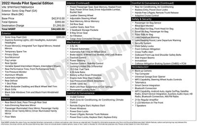 2022 Honda Pilot Special Edition