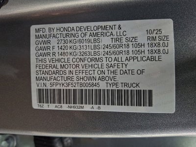 2026 Honda Ridgeline RTL