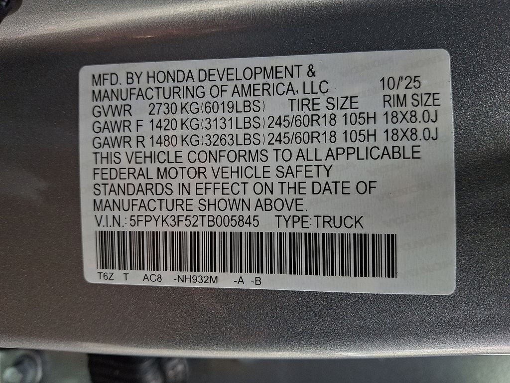 2026 Honda Ridgeline RTL