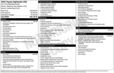 2022 Toyota Highlander XSE