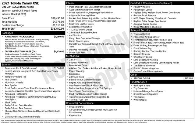 2021 Toyota Camry XSE