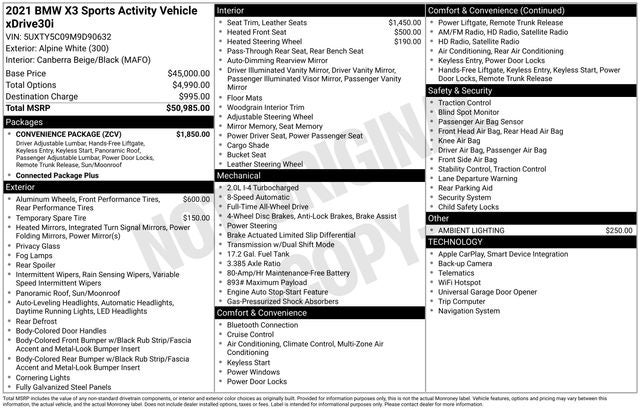 2021 BMW X3 xDrive30i