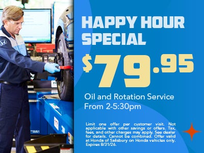 Happy Hour Special: $79.95 Oil and Rotation Service